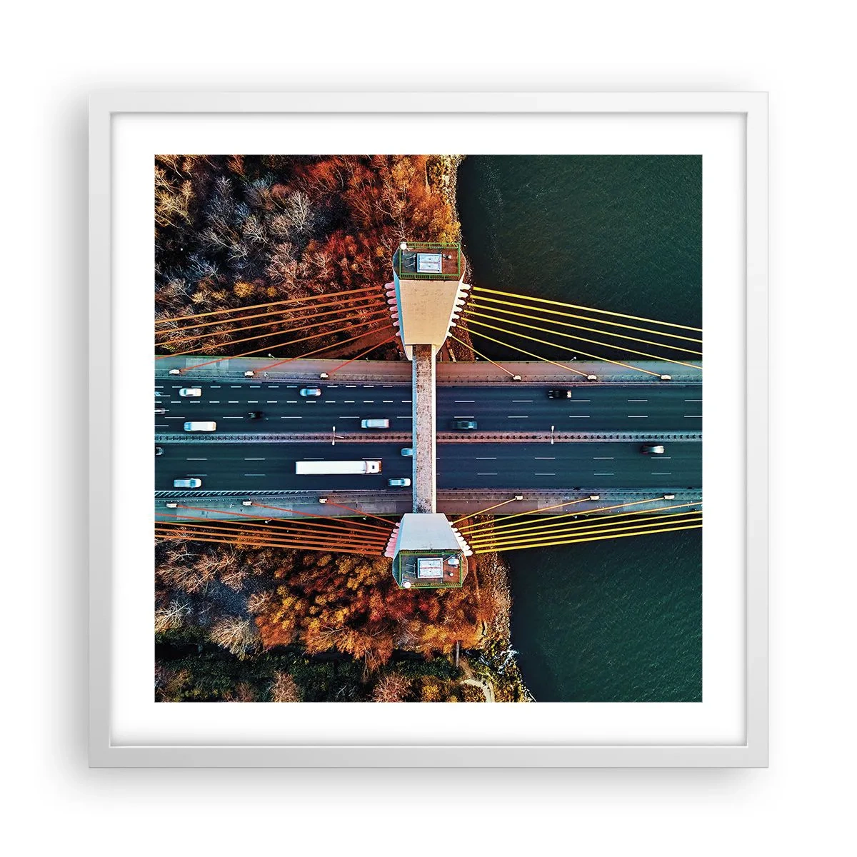 Póster en marco blanco - Más allá de las aguas, más allá de los bosques - 50x50 cm