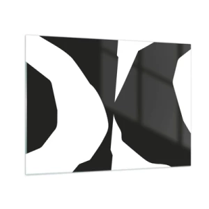 Cuadro sobre vidrio - Impresiones sobre Vidrio - Composición gráfica en blanco y negro en un estilo positivo-negativo contrastante - 70x50cm - Positivo-negativo - Decoración de pared moderna para salón y dormitorio ARTTOR