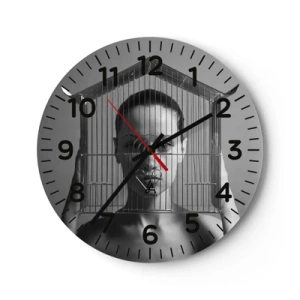 Reloj de pared - Reloj de vidrio - Un retrato algo surrealista - 40x40 cm