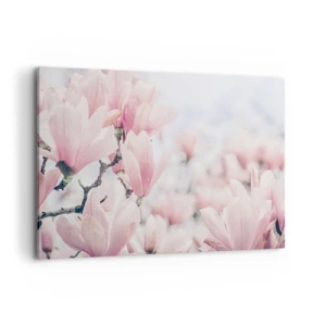 Cuadro sobre lienzo - Impresión de Imagen - Sutiles flores de magnolia en delicados tonos rosados. - 100x70cm - La perfección de la sutileza - Decoración de pared moderna para salón y dormitorio ARTTOR