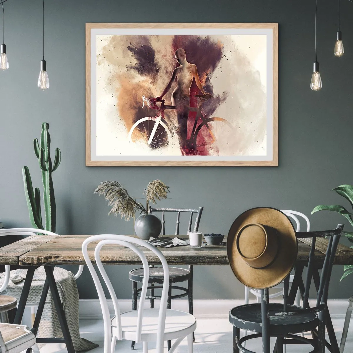Póster en marco roble claro - En las formas de mármol un alma ciclista - 70x50 cm