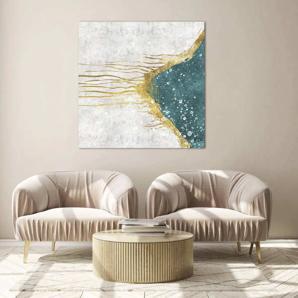 Cuadro sobre vidrio - Impresiones sobre Vidrio - Marea dorada - 70x70 cm