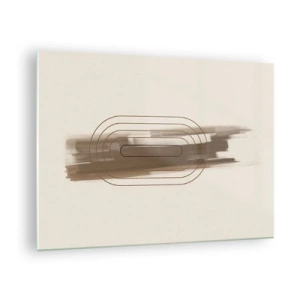 Cuadro sobre vidrio - Impresiones sobre Vidrio - Abstracción en tonos marrones con un patrón minimalista. - 70x50cm - Un soplo de gris - Decoración de pared moderna para salón y dormitorio ARTTOR