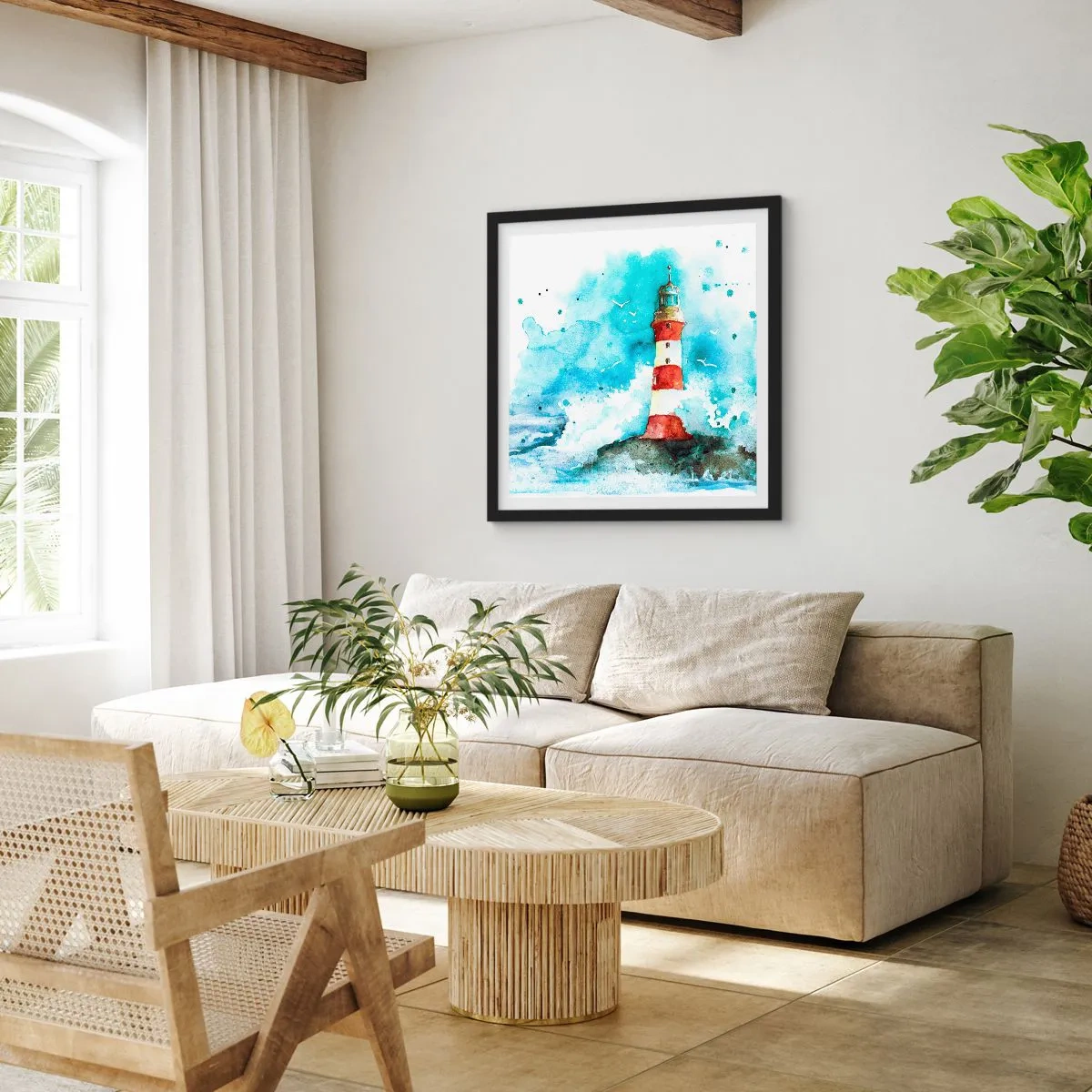 Póster en marco negro - La unidad de los elementos - 60x60 cm