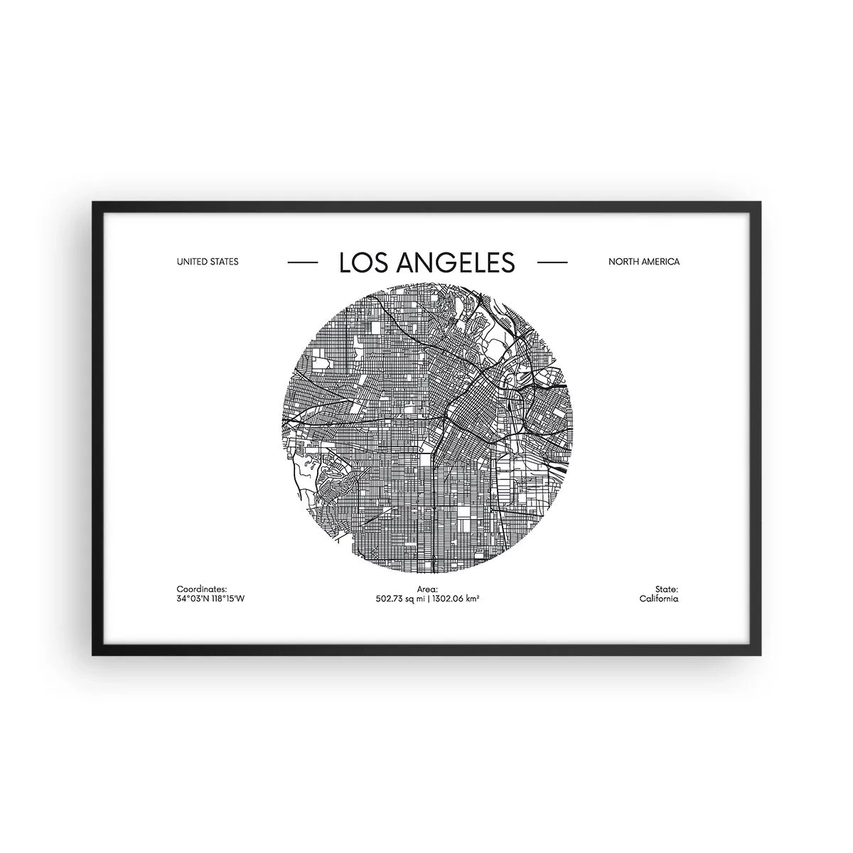 Póster en marco negro - Anatomía de Los Ángeles - 91x61 cm