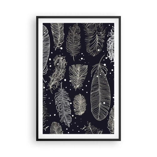 Póster en marco negro - Encaje de plumas - 61x91 cm