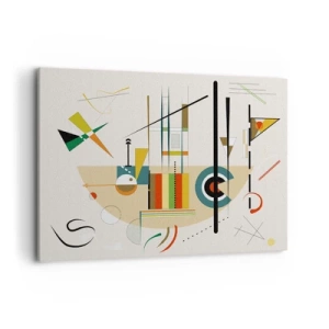 Cuadro sobre lienzo - Impresión de Imagen - Abstracción colorida con formas geométricas. - 100x70cm - Y el mundo ríe - Decoración de pared moderna para salón y dormitorio ARTTOR