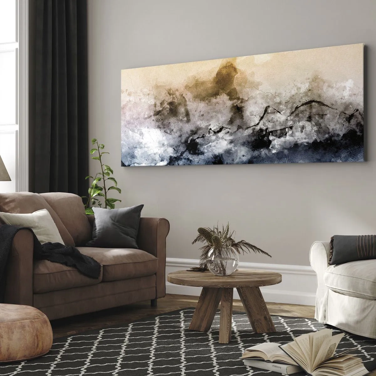 Cuadro sobre lienzo - Impresión de Imagen - Hundido en una nube de niebla - 100x40 cm
