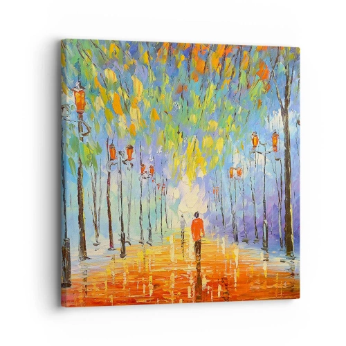 Cuadro sobre lienzo - Impresión de Imagen - La canción nocturna de la lluvia - 30x30 cm