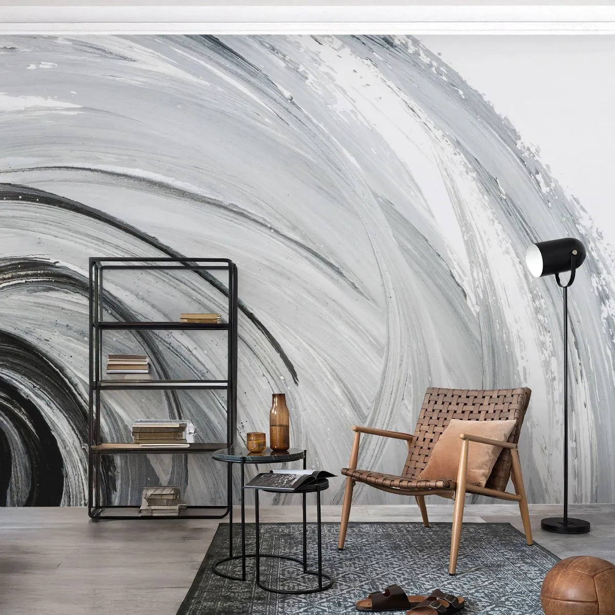 Fotomural Premium Canvas - Composición orbital - minimalista, Pedazo, Pintar - 450x315 cm