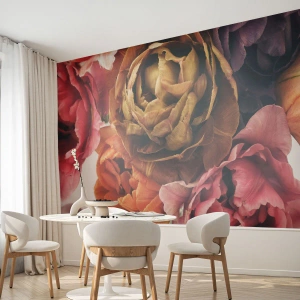 Fotomural Standard Eco - Un ramo de flores multicolores en tonos pastel claros. - 100x70cm - Celebración de la vida - Decoración de pared moderna para salón y dormitorio ARTTOR