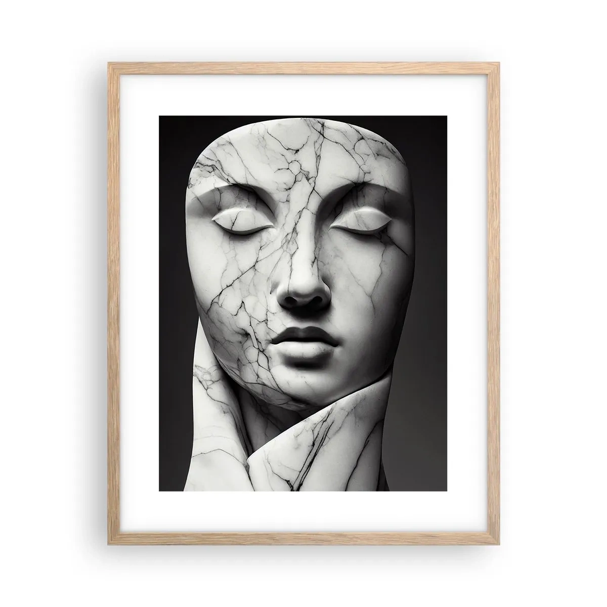 Póster en marco roble claro - Formas de mármol - 40x50 cm