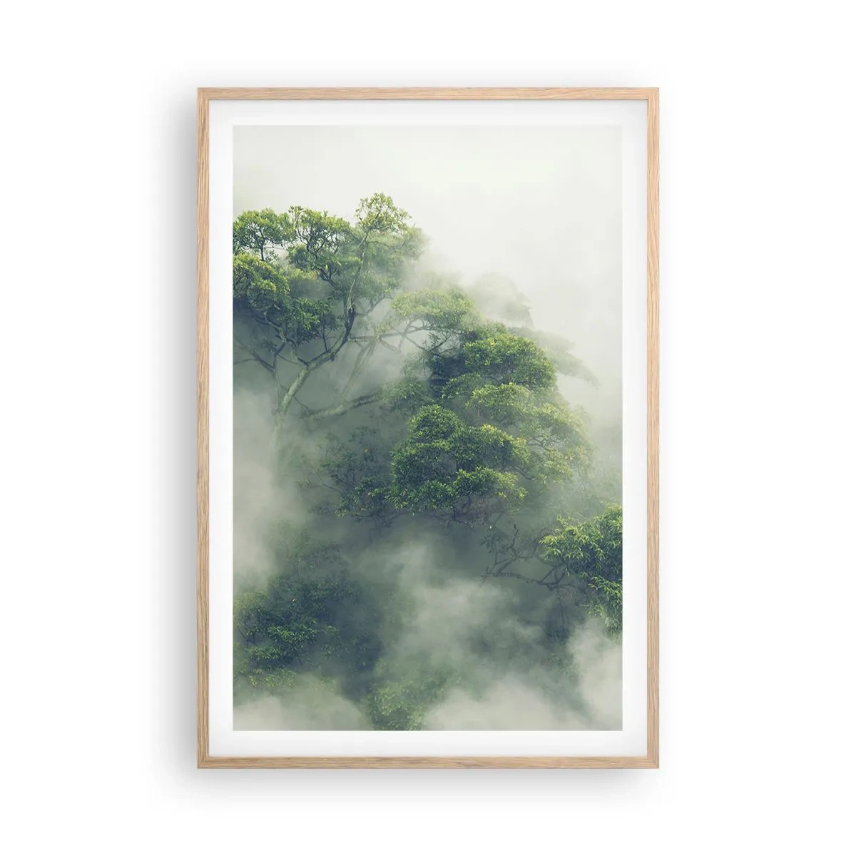 Póster en marco roble claro - Envuelto en niebla - 61x91 cm