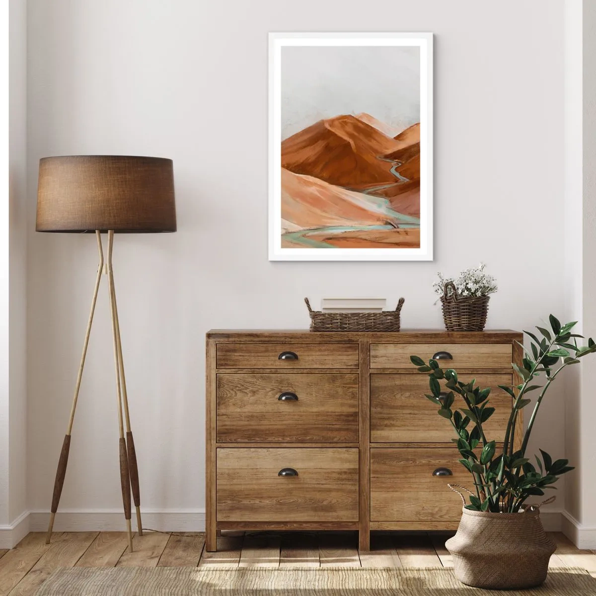 Póster en marco blanco - Ruta hacia la fuente - 50x70 cm