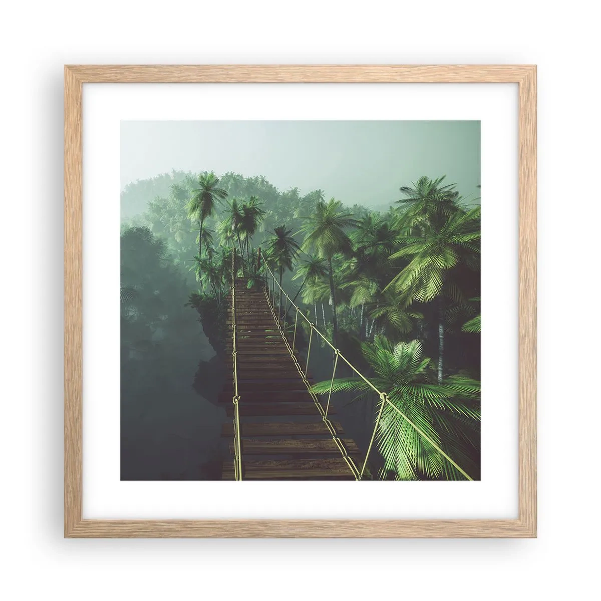 Póster en marco roble claro - Sobre un mar de verde - 40x40 cm