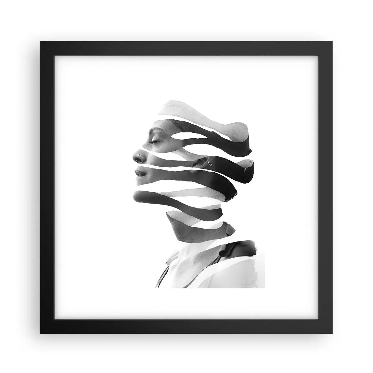 Póster en marco negro - Retrato surrealista - 30x30 cm
