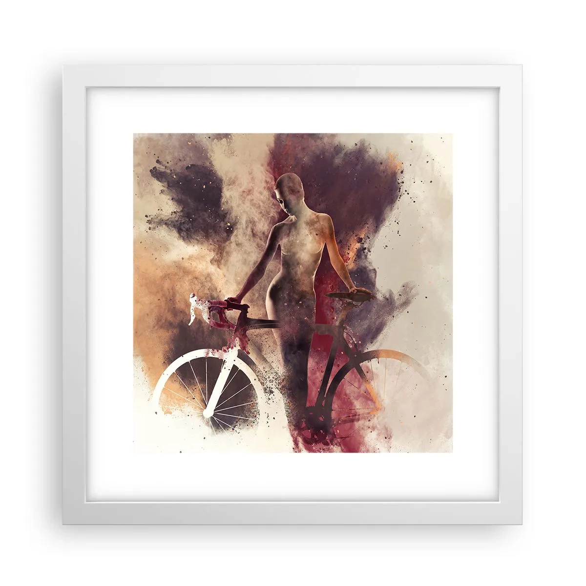Póster en marco blanco - En las formas de mármol un alma ciclista - 30x30 cm