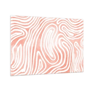 Cuadro sobre vidrio - Impresiones sobre Vidrio - Patrón abstracto en tonos blancos y corales. - 100x70cm - En un laberinto de coral - Decoración de pared moderna para salón y dormitorio ARTTOR
