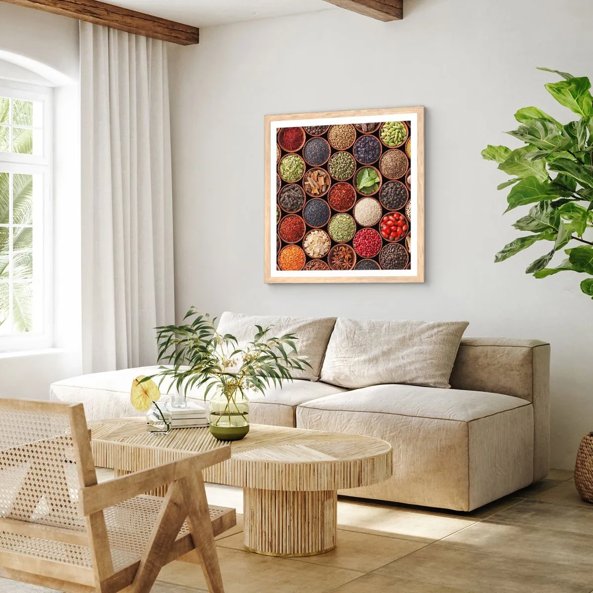 Póster en marco roble claro - Todos los sabores del mundo - 40x40 cm