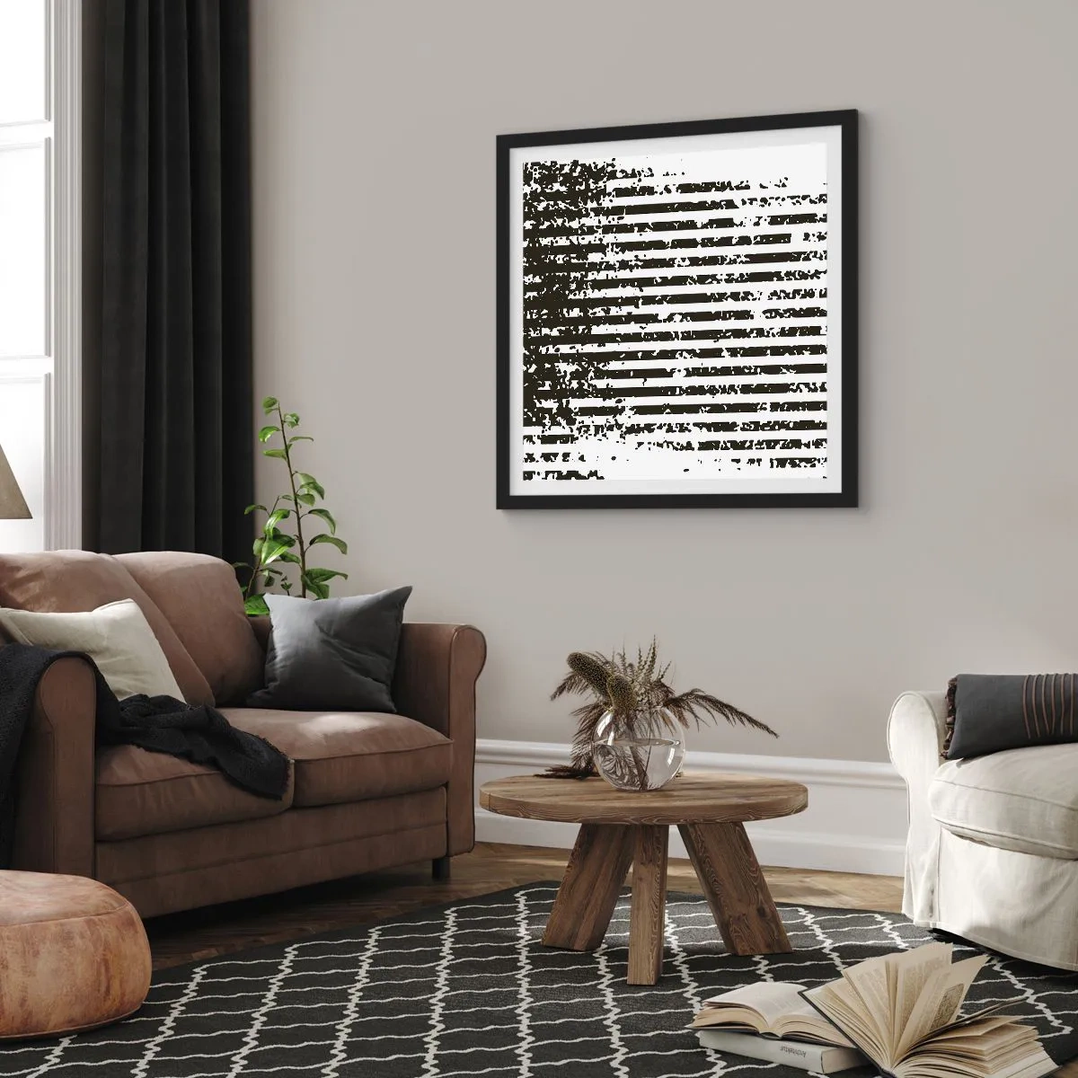 Póster en marco negro - Ritmo y ruido - 30x30 cm
