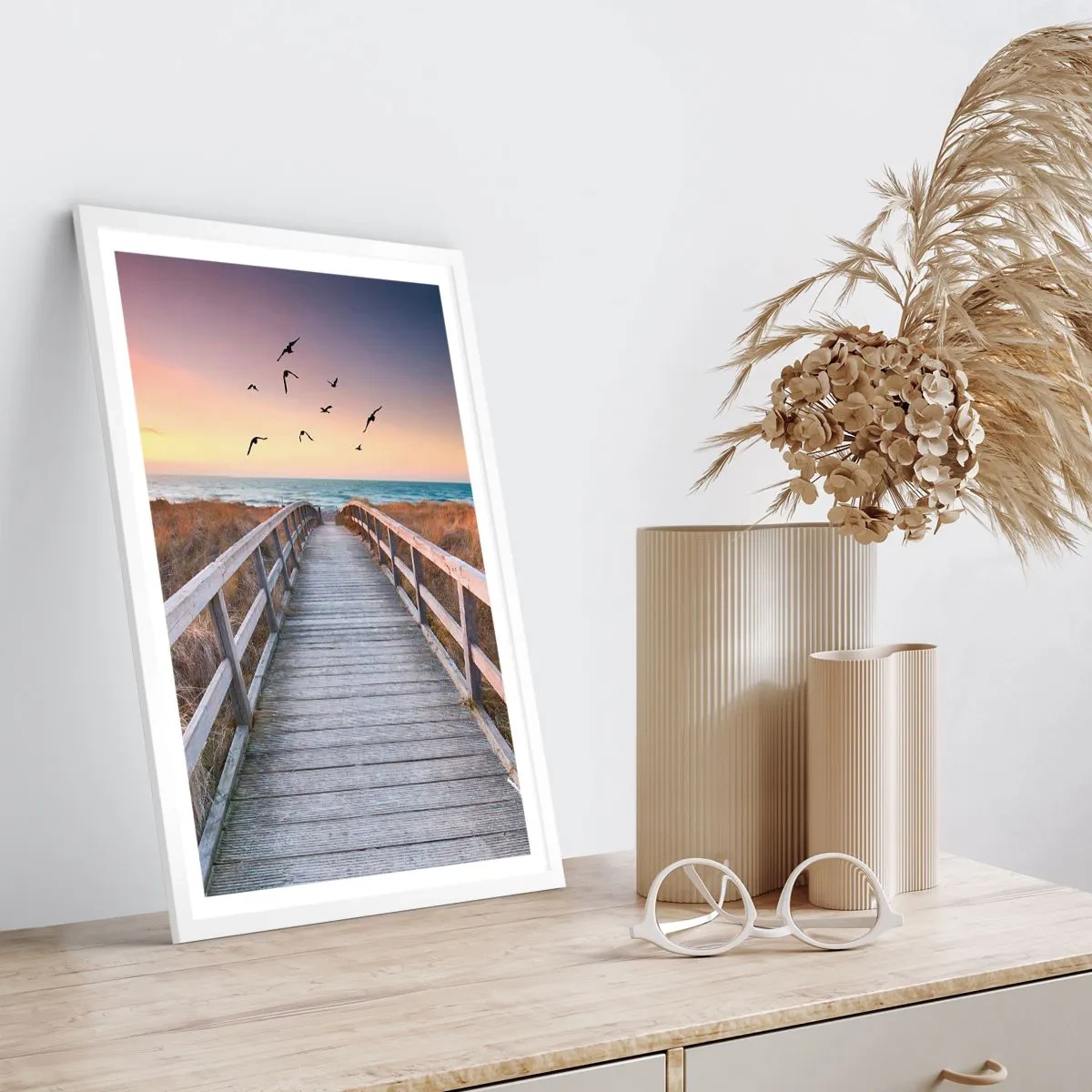 Póster en marco blanco - Camino a lo desconocido - 40x50 cm