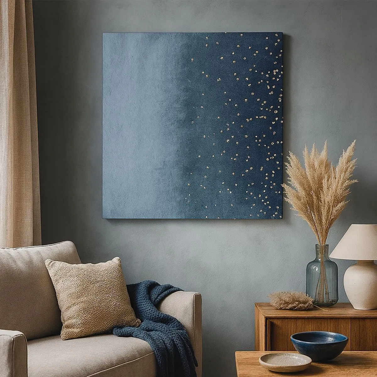 Cuadro sobre lienzo - Impresión de Imagen - Composición - fases azules - 30x30 cm