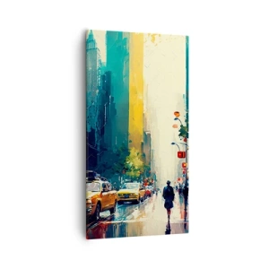 Cuadro sobre lienzo - Impresión de Imagen - Nueva York - hasta la lluvia es colorida - 55x100 cm