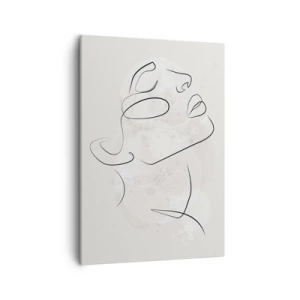 Cuadro sobre lienzo - Impresión de Imagen - Un boceto minimalista de una cara sobre un fondo claro. - 50x70cm - Contorno de un sueño - Decoración de pared moderna para salón y dormitorio ARTTOR