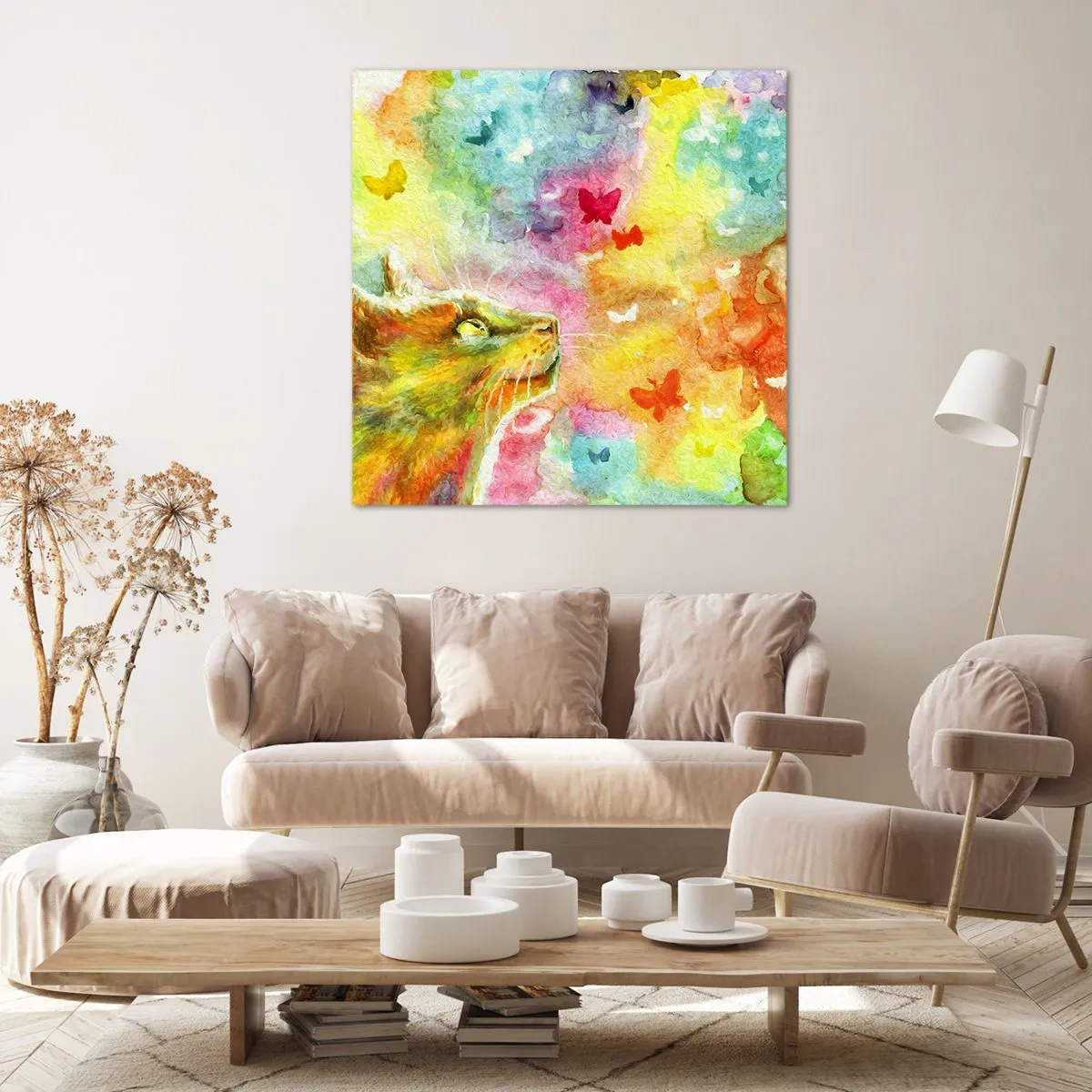 Cuadro sobre lienzo - Impresión de Imagen - En el paraíso de los gatos - 40x40 cm