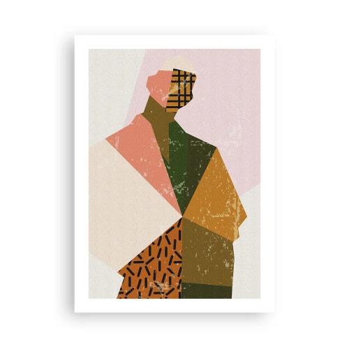 Póster - Silueta abstracta en formas geométricas - 50x70cm - El hombre, un ser complejo - Decoración de pared moderna para salón y dormitorio ARTTOR