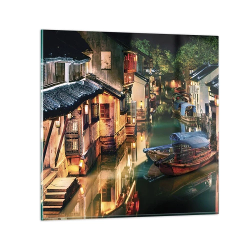 Cuadro sobre vidrio - Impresiones sobre Vidrio - Noche en una calle china - 30x30 cm