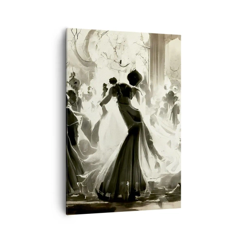 Cuadro sobre lienzo - Impresión de Imagen - Balón de estilo retro en blanco y negro. - 70x100cm - Gran mascarada - Decoración de pared moderna para salón y dormitorio ARTTOR