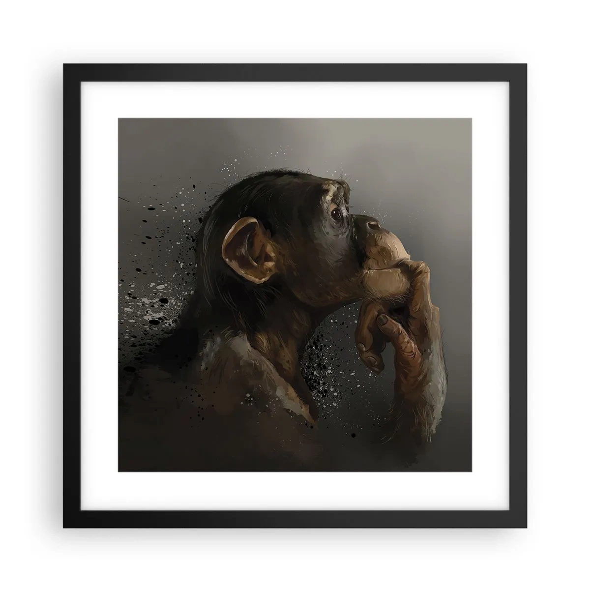 Póster en marco negro - La evolución del pensador - 40x40 cm