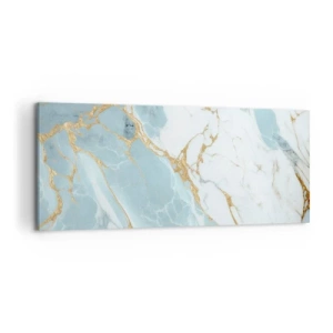 Cuadro sobre lienzo - Impresión de Imagen - Patrones de mármol azul y blanco con vetas doradas añadidas. - 120x50cm - Riqueza en la piedra - Decoración de pared moderna para salón y dormitorio ARTTOR