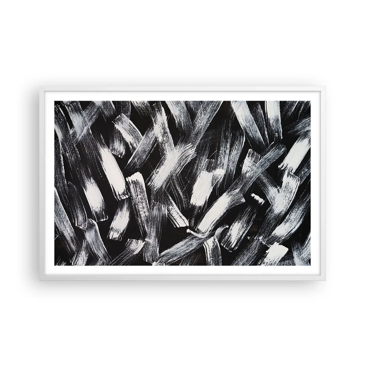 Póster en marco blanco - Abstracción en el espíritu industrial - 91x61 cm