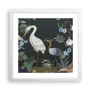 Póster en marco blanco - Desfile de aves - 40x40 cm
