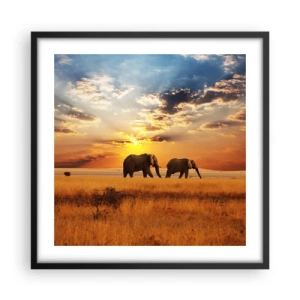 Póster en marco negro - Un paseo en familia - 50x50 cm