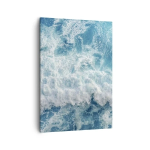 Cuadro sobre lienzo - Impresión de Imagen - Olas oceánicas dinámicas en tonos azules - 50x70cm - Alegre y con mucho brío - Decoración de pared moderna para salón y dormitorio ARTTOR