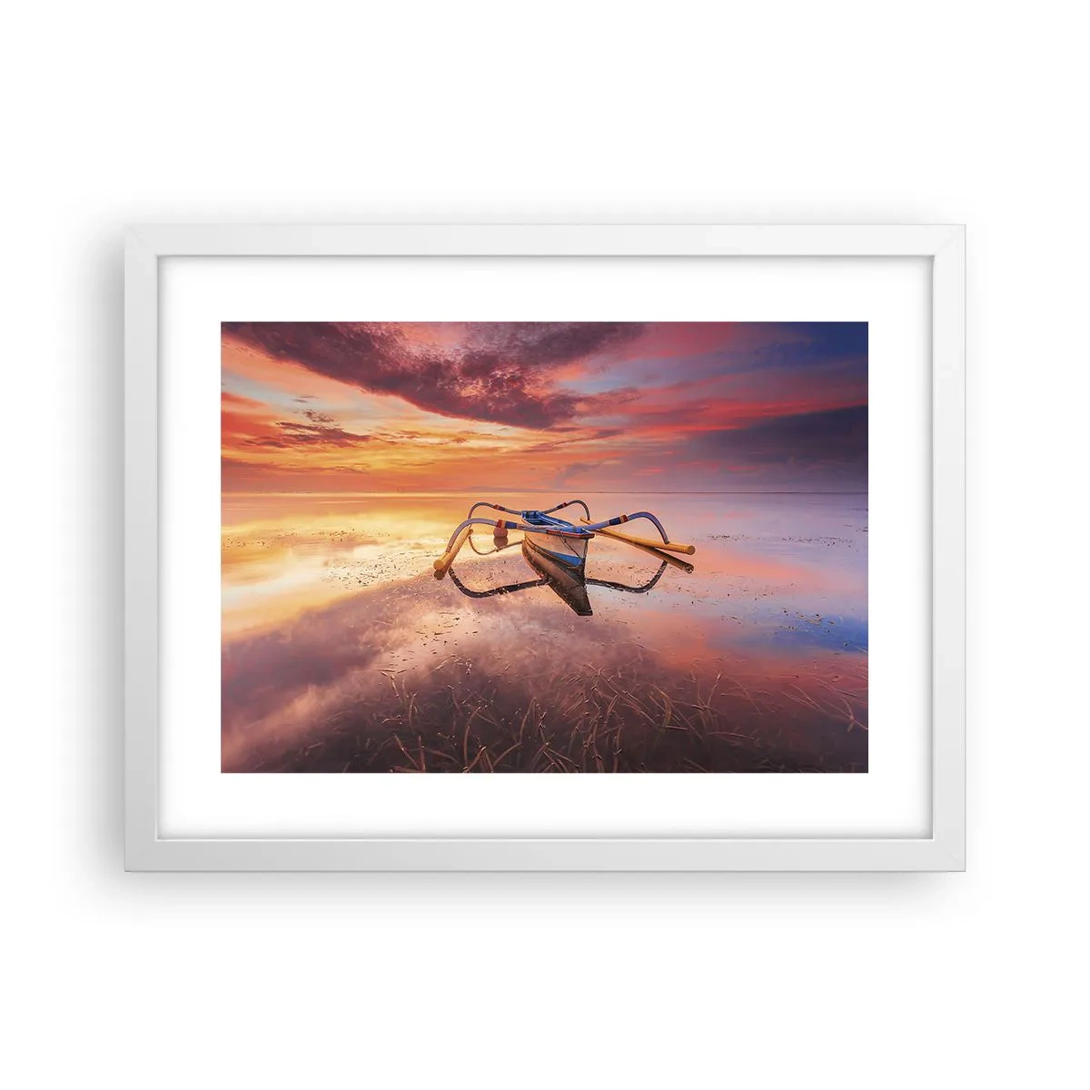Póster en marco blanco - Calma de una tarde tropical - 40x30 cm
