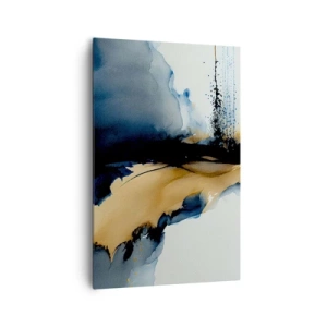 Cuadro sobre lienzo - Impresión de Imagen - Una composición abstracta en tonos azul marino y dorado. - 80x120cm - Tras el telón - Decoración de pared moderna para salón y dormitorio ARTTOR