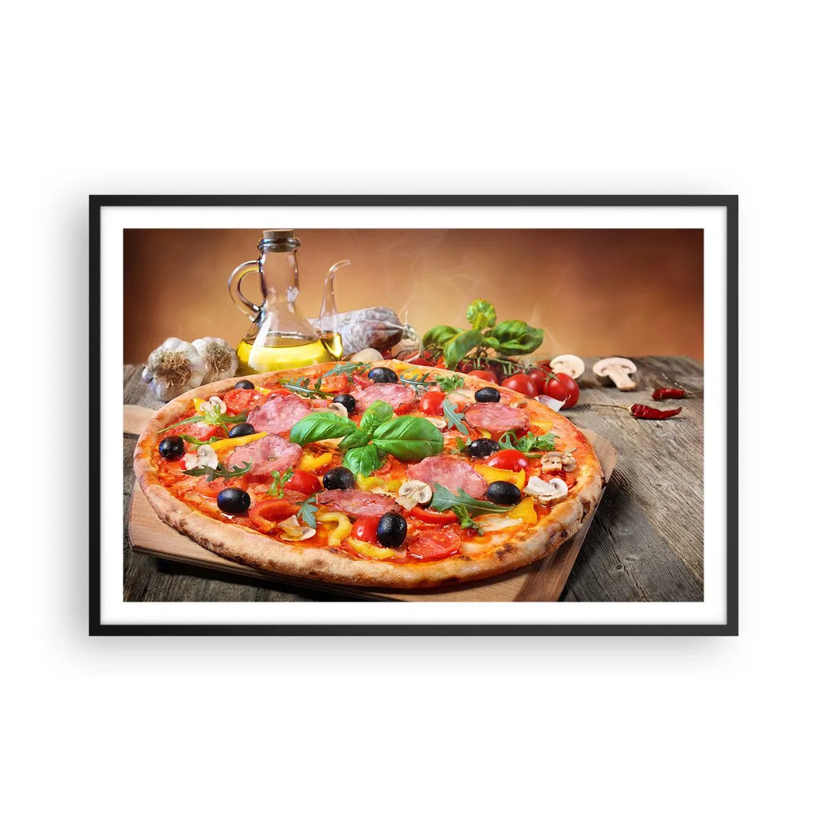 Póster en marco negro - Con un verdadero sabor italiano - 91x61 cm