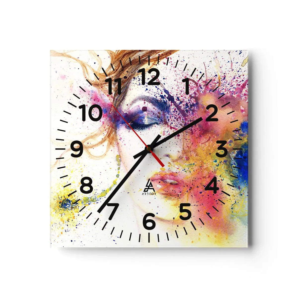 Reloj de pared - Reloj de vidrio - Vértigo del arco iris - 30x30 cm