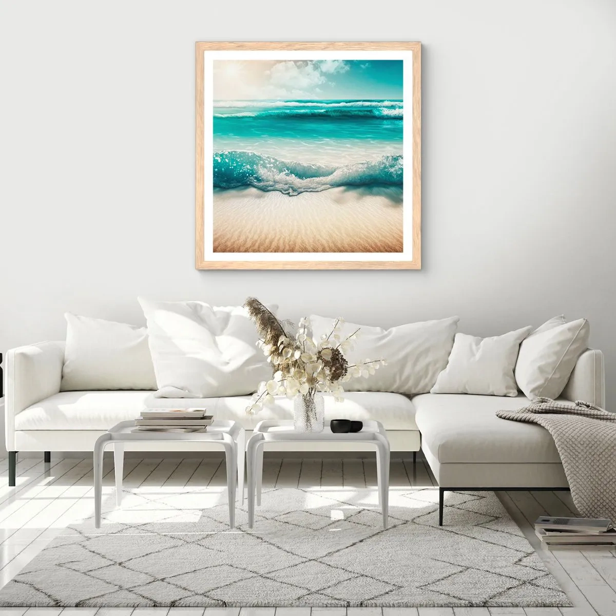 Póster en marco roble claro - Calma oceánica - 50x50 cm