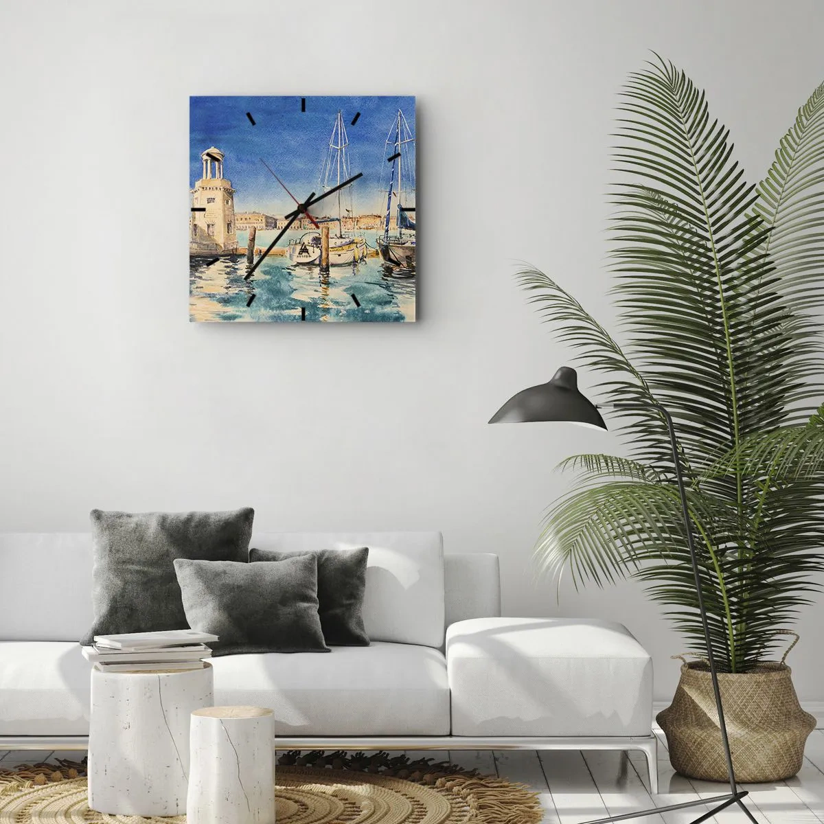 Reloj de pared - Reloj de vidrio - Laguna soleada - 40x40 cm