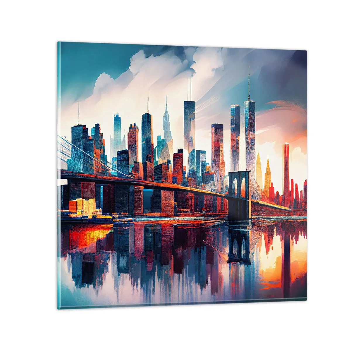 Cuadro sobre vidrio - Impresiones sobre Vidrio - Nueva York siempre luce - 30x30 cm