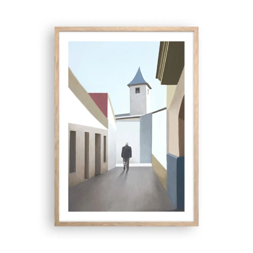 Póster en marco roble claro - Paseo soleado - 50x70 cm