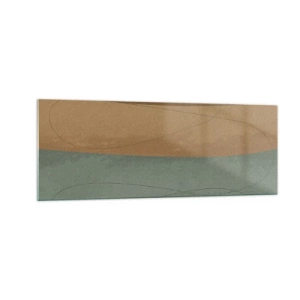 Cuadro sobre vidrio - Impresiones sobre Vidrio - Composición abstracta en tonos tierra naturales. - 140x50cm - Composición horizontal - Decoración de pared moderna para salón y dormitorio ARTTOR