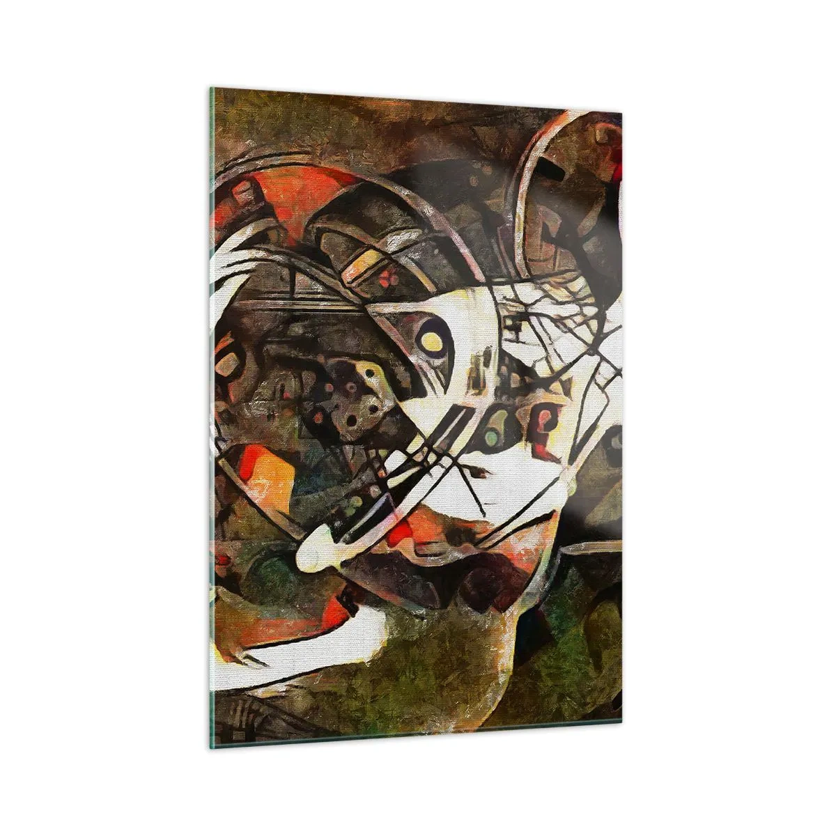 Cuadro sobre vidrio - Impresiones sobre Vidrio - Pintura abstracta con círculos y líneas dinámicas. - 50x70cm - ¿Oyes el movimiento? - Decoración de pared moderna para salón y dormitorio ARTTOR