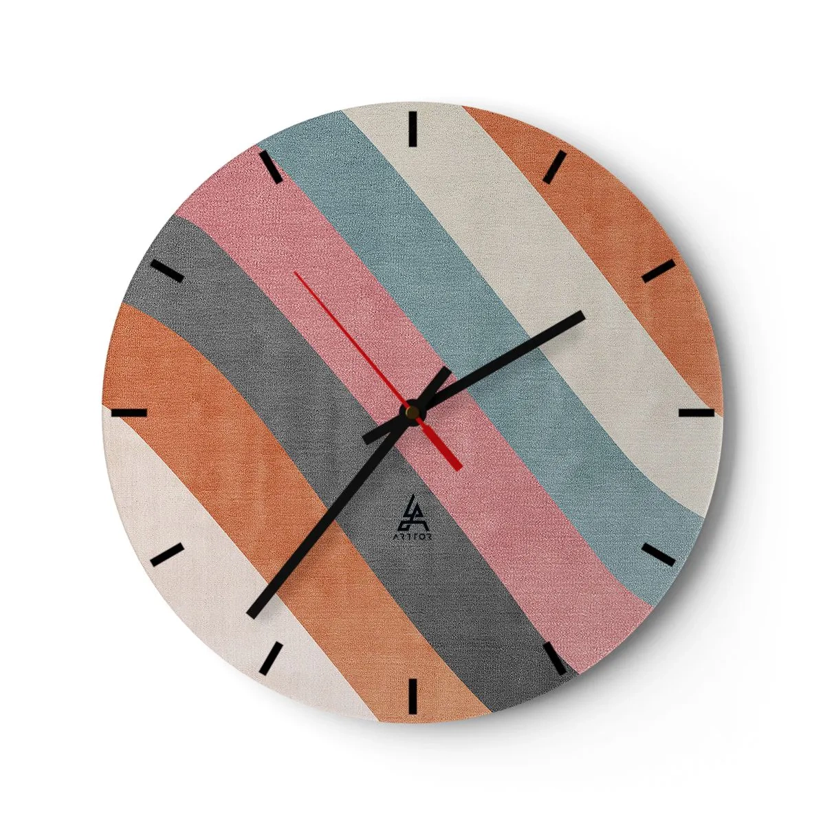 Reloj de pared - Reloj de vidrio - Composición diagonal - movimiento - 40x40 cm