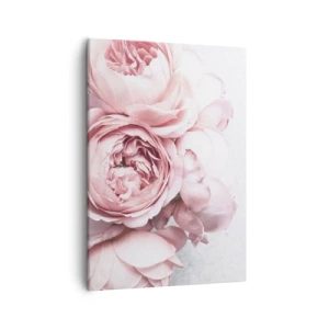 Cuadro sobre lienzo - Impresión de Imagen - Peonías rosas en una luz suave sobre un fondo claro. - 50x70cm - Para los románticos - Decoración de pared moderna para salón y dormitorio ARTTOR
